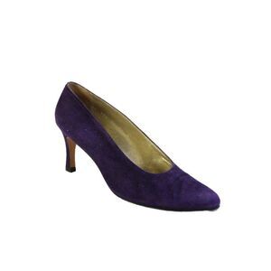 Pancaldi Womens Suede Pointed Toe Stiletto Heels Pumps Purple Size 7.5